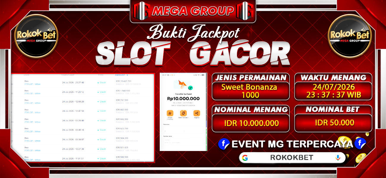 Bukti JP situs Rokokbet hari Jumat, 24 Juli 2026