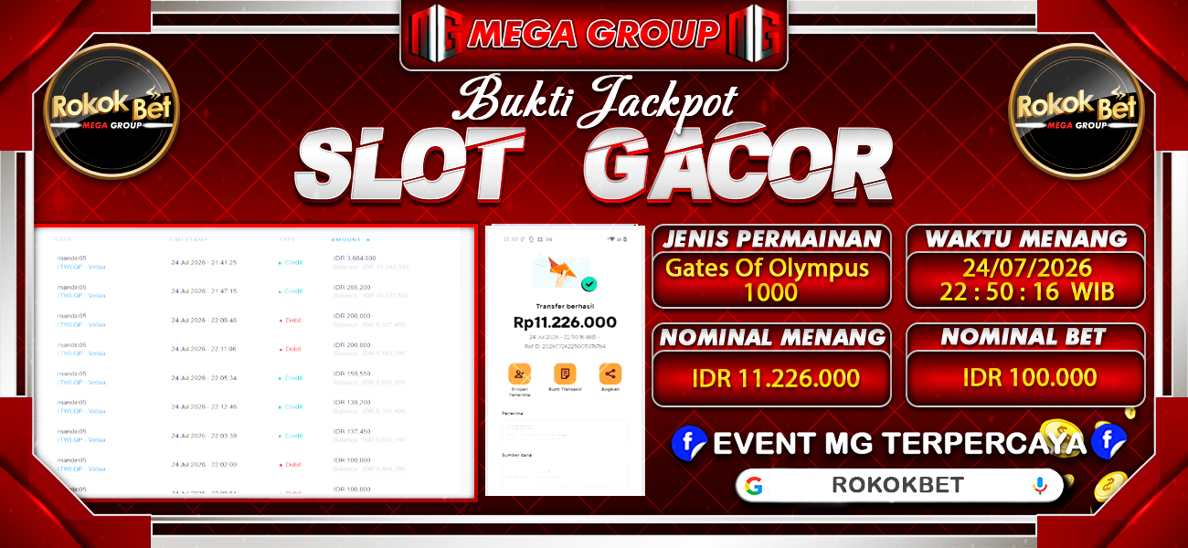 Bukti JP situs Rokokbet hari Jumat, 24 Juli 2026